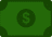 Green square icon with white dollar sign symbol for dental pricing or cost information.