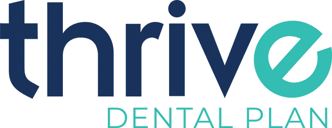 Thrive Dental Plan logo in dark blue and teal text design