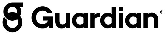 Guardian logo, black text on white background, dental insurance provider branding