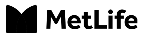 MetLife logo, black umbrella icon with company name in bold text